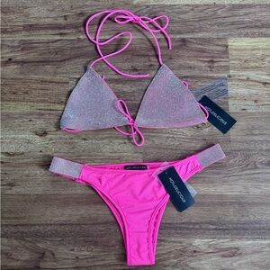 Hot Pink Rhinestone Triangle Bikini